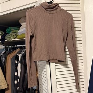 Madewell Taupe Ribbed Long Sleeve Turtleneck